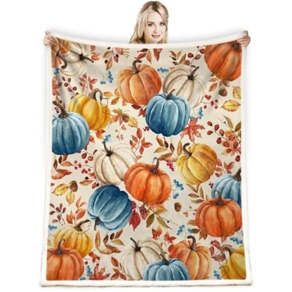 Fall Pumpkins Throw Blanket - Cozy‎ Autumn Fleece, 40